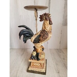 Rooster rustic pillar candle holder farm chicken home decor figure unique